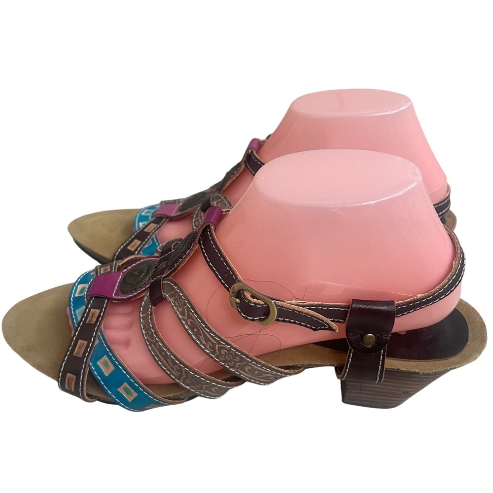 L'artiste spring Step Adara Multi-Color Leather  Wedge Sandals Womens 42/10.5/11